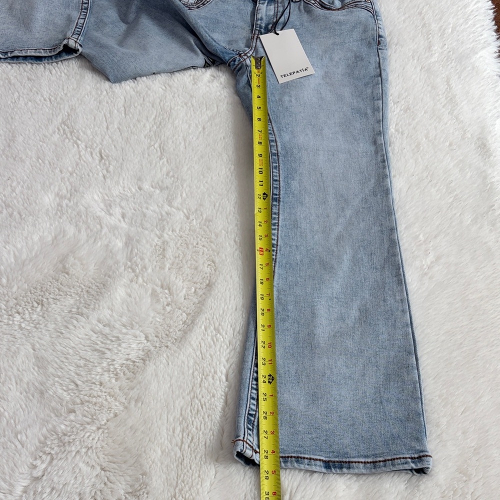 Telepatia Heart Embroidered Light Blue Bootcut Jeans,Size 11/30 - Picture 14 of 17